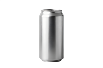 A sleek aluminum can is isolated on transparent background, ready for a refreshing beverage