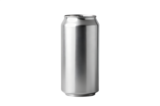 A sleek aluminum can is isolated on transparent background, ready for a refreshing beverage