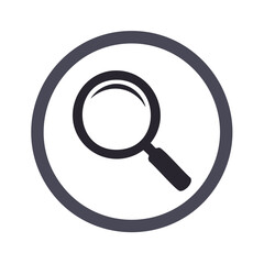 Magnifying Glass Symbol Encased in a Circle Frame Represents Searching or Investigation