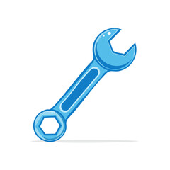 Blue Cartoon Wrench Illustration for Mechanic Services and Repair