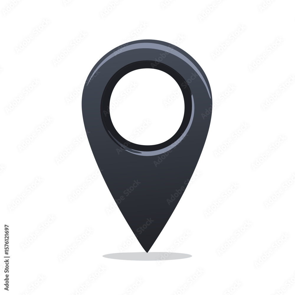 Poster dark gray location marker icon depicting map navigation and geographic position