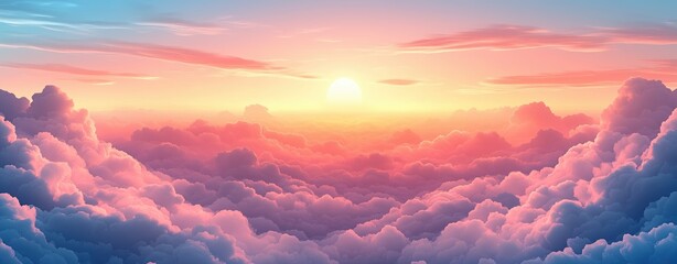 Canister spray substance Breathtaking view of sunset over clouds, showcasing vibrant colors and serene atmosphere in the sky.