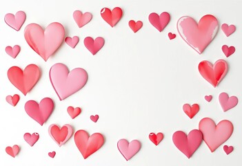 Whimsical watercolor hearts in soft pinks, reds & purples Perfect for Valentine's Day decor,   subtle,  art