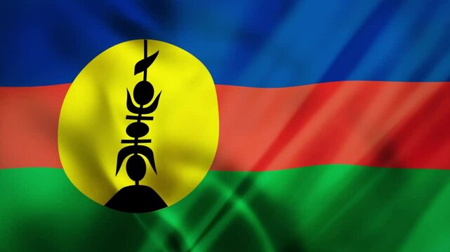 The national flag of the FLNKS country waves in the wind creating a 3D impression, symbolizing national identity and pride.
