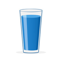 Refreshing Glass of Clear Blue Water in Transparent Glassware