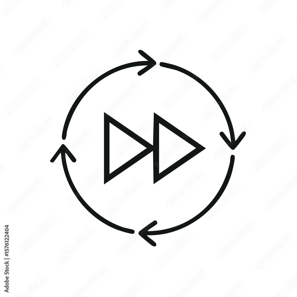 Poster forward arrows rotating: concept for continuous movement, repeating process, and advancing quickly