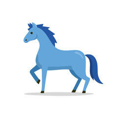 Obraz premium Stylized Blue Horse Prancing Cartoon Animal Equine Illustration Graphic