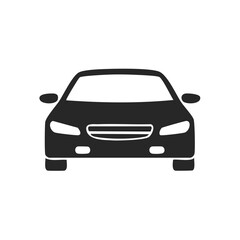 Obraz premium Front view of a passenger car icon isolated on white in black