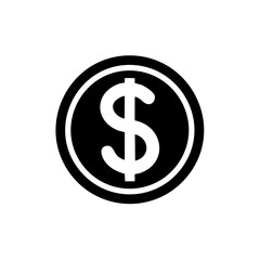 Obraz premium Black Coin with Dollar Sign Graphic Illustration: Currency, Finance, Money, Investment