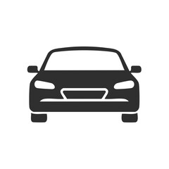 Front view car icon showing a passenger vehicle with lights, grille, hood, and bumper for transportation needs
