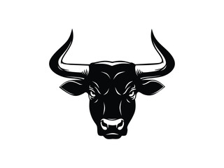 silhouette vector illustration of a bull's head isolated with white background 