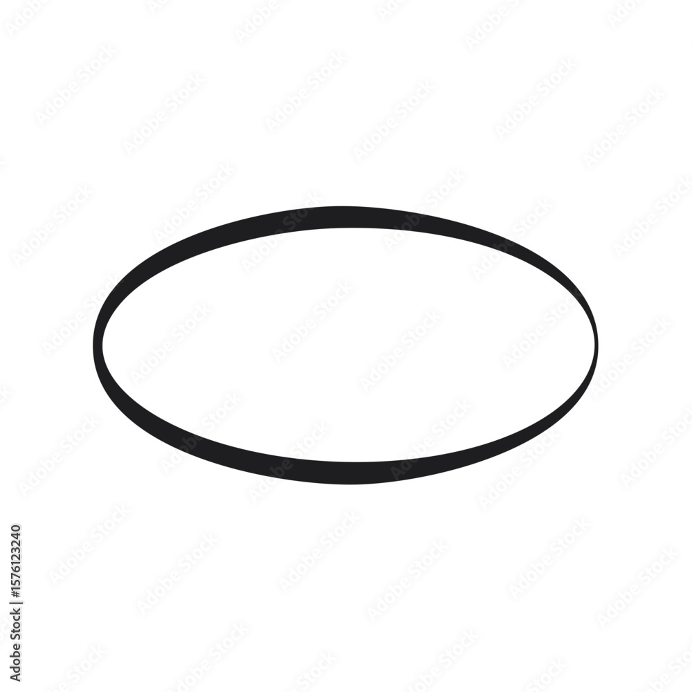 Poster minimalist black outline of an oval shape on white background depicting empty frame or design elemen