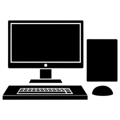 Black desktop computer setup with monitor keyboard mouse