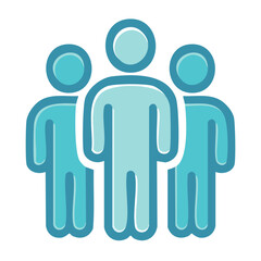 Aqua Icon Illustration Featuring Group of Figures Representing Teamwork, Community or Population