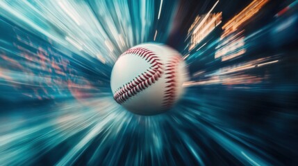 Dynamic motion baseball imagery with light streaks emphasizing velocity and action