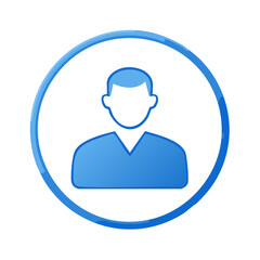 User avatar blue icon with outline, person silhouette in circle, generic profile, social media symbol and web graphic
