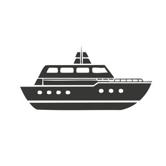 Obraz premium Luxury Yacht Silhouette: Modern Motor Yacht Icon for Travel and Nautical Designs