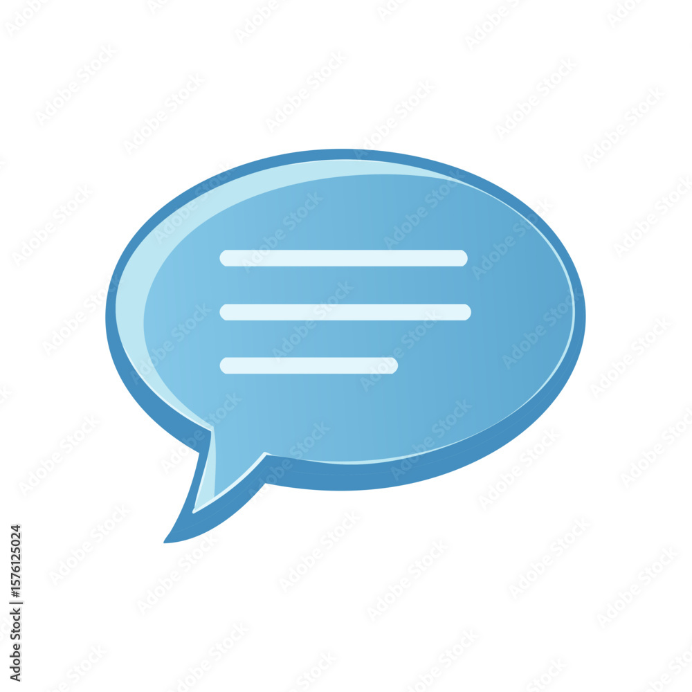Poster light blue speech bubble with line marks for text, chat, communication, and dialog