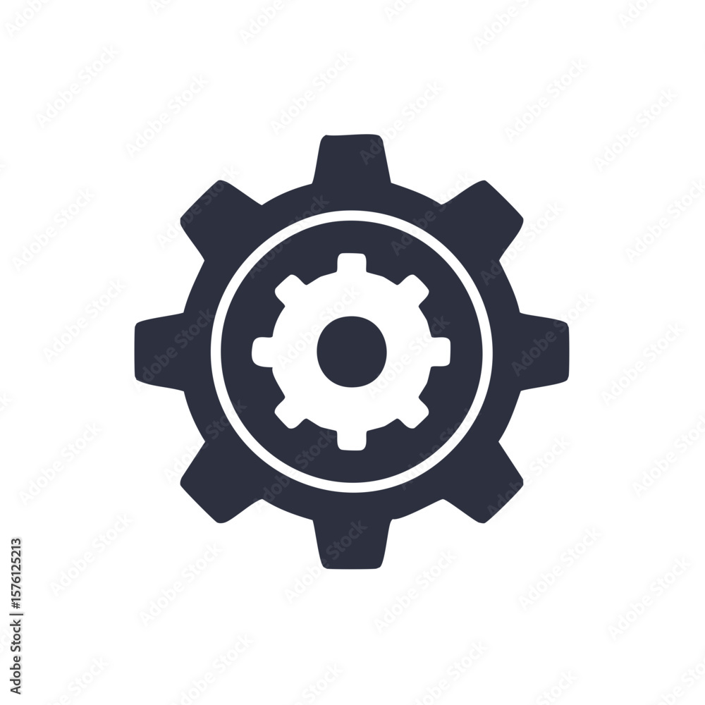 Poster overlapping cogwheels with circular frame symbolizing interconnectedness and precision in industry a
