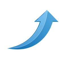 Curved Blue Arrow Pointing Upwards Signifying Growth Direction and Positive Business Trend