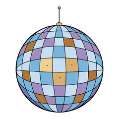 Obraz premium A dazzling disco ball made of tiny mirrored tiles, reflecting colorful lights in every direction, creating a vibrant, sparkling atmosphere for any dance floor or party. 