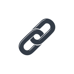 Isolated vector graphic icon illustration of an interlocked metal chain link on a white background