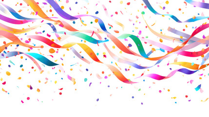 Fototapeta premium Colorful ribbons and confetti celebrate joy and festivities in vibrant style.