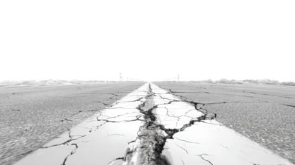 Cracked ground with a distant horizon, highlighting environmental impact and drought.