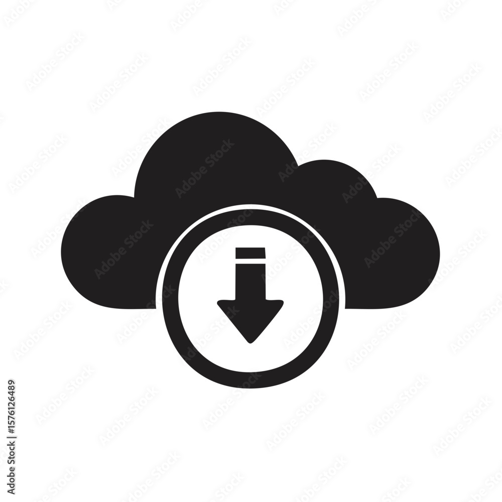 Poster cloud computing download arrow icon vector simple style for app and web user interface