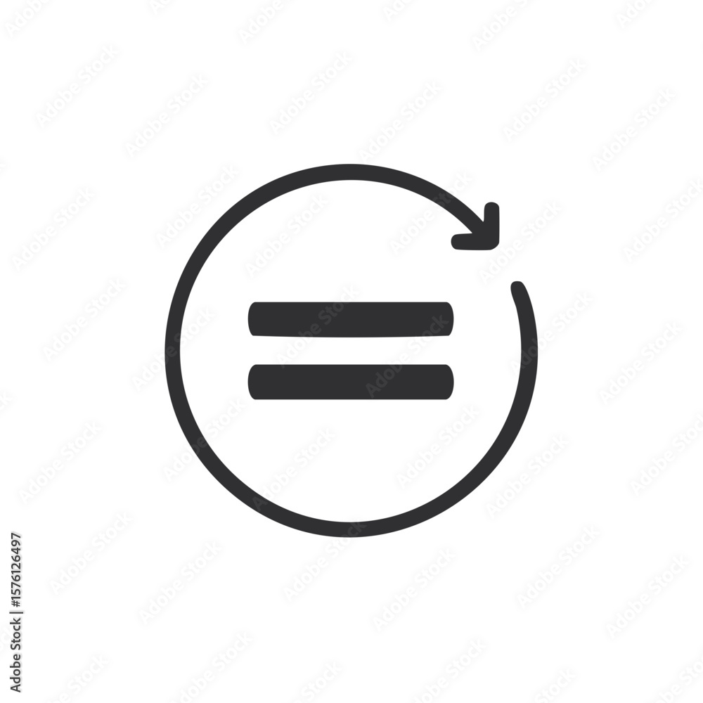 Poster repeat option or toggle icon with circular arrow symbol of reiteration switch