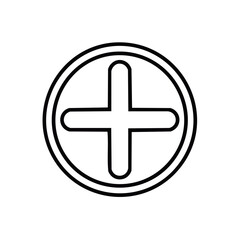 Obraz premium Cross symbol with rounded edges enclosed in a circle, in a minimalist vector style
