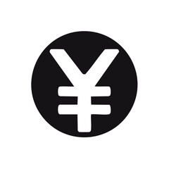 Fototapeta premium Simple yen symbol icon on a black circle providing a graphic representation of a national currency mark