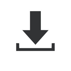Fototapeta premium Sharp Download Symbol Pointing Down to Upload Tray for Website Iconography