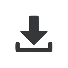 Download Icon in Minimalist Style A Simple Grey Arrow Entering a Box