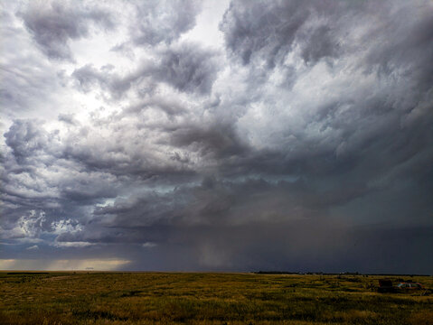 Magnificently structured supercell thunderstorm over the high plains of Northeastern Colorado