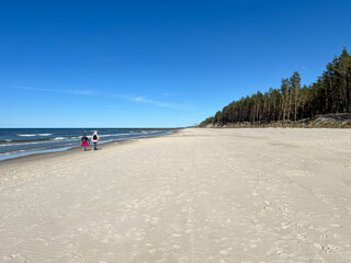 Empty Baltic beaches in May are perfect for walking. The area around Mrzezyno