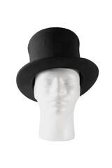 antique hand made  silk folding top Hat isolated on white background