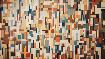 Fototapeta premium Geometric abstract background with colorful rectangular blocks, AI generated