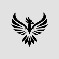 Fototapeta premium Stylized black phoenix logo design on light background