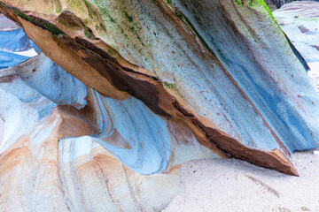 Textured Close-Up of Layered Rock Formation in Santa Cruz, Portugal