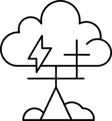 renewable energy cloud system icon vector line art on transparent background