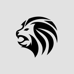 Stylized lion head vector logo icon for brand identity and strength