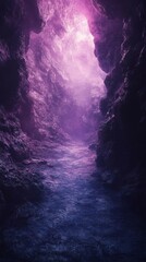 Fototapeta premium Exploring a Mysterious Cave with Glowing Purple Light