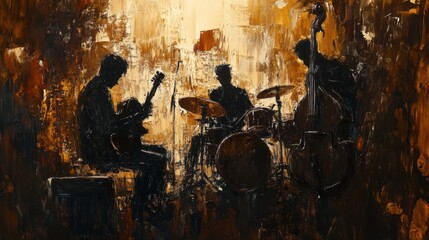 Abstract Jazz Trio Performance Capturing the Soulful Essence of Live Music