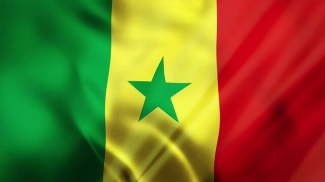 Raising the Senegalese national flag as a symbol of patriotism and struggle with drapery like blowing in the wind, giving it a 3-dimensional feel.