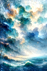 Golden Horizon, The Last Light Over the Deep -Generative AI
