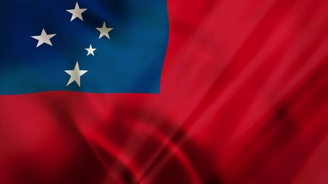 Raising the Samoan national flag as a symbol of patriotism and struggle with drapery like blowing in the wind, giving the impression of 3 dimensions - Powered by Adobe