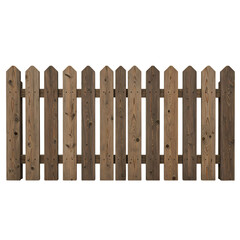 Weathered Wooden Picket Fence Rustic Texture and Design Element isolated on transparent background