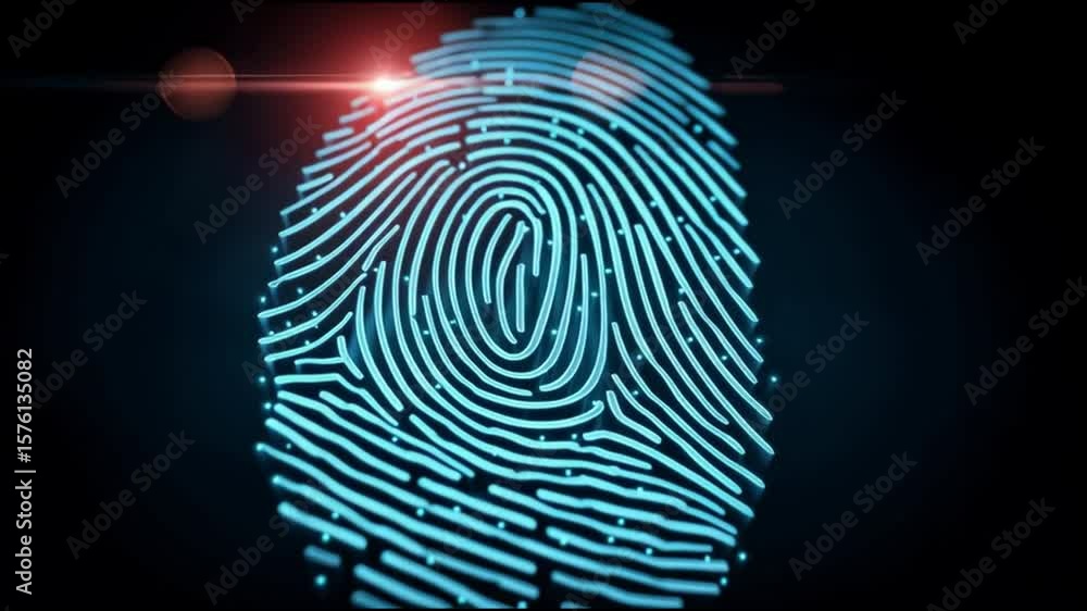 Poster fingerprint biometric security identification digital technology scan authentication data pattern gl