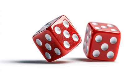 Rolling red dice on a flat surface during a game session